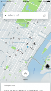 Top page of Uber App